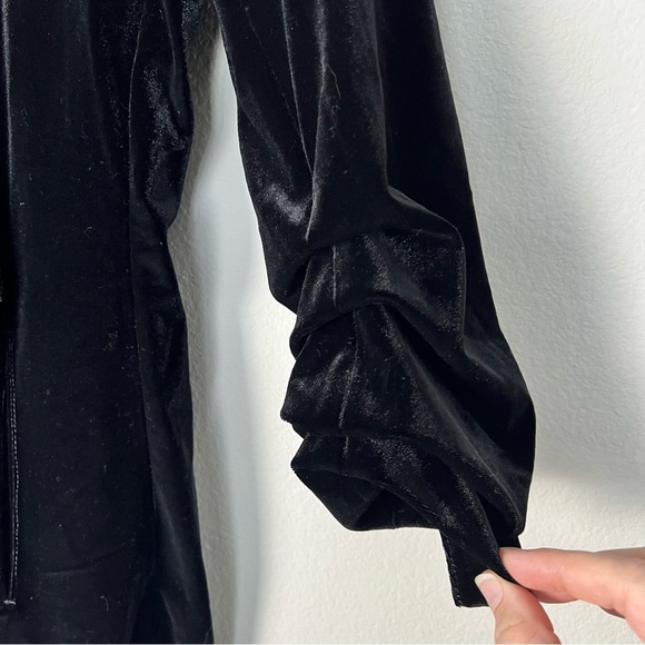 Bishop + Young Icon Blazer Black Velvet Ruched Sleeves Whimsigoth Dark Fem Small - Picture 4 of 9